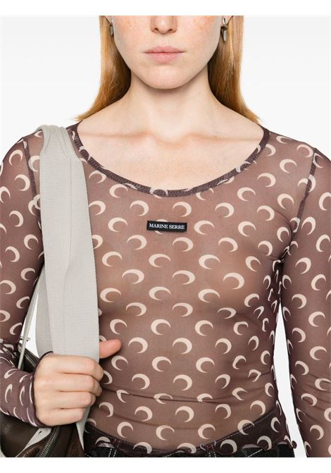 top cropped mesh moon donna marrone MARINE SERRE | WTS012A CJER0054BR30